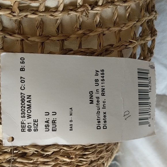 NWT - Straw Bag With Drawstring Cloth Insert - Picture 4 of 6